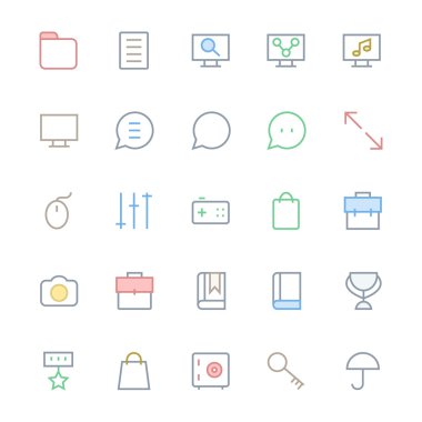 User Interface Colored Line Vector Icons 45
