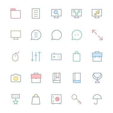 User Interface Colored Line Vector Icons 45