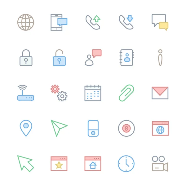 User Interface Colored Line Vector Icons 3 — Stok fotoğraf