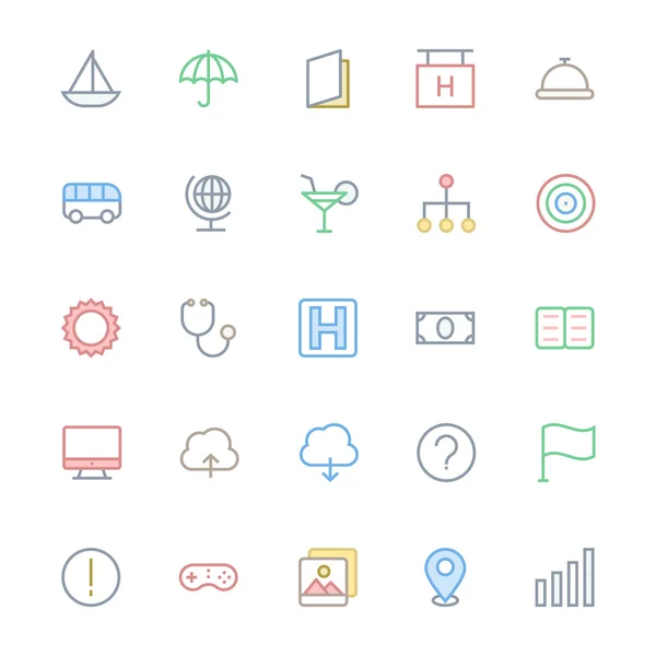 User Interface Colored Line Vector Icons 9 — ストック写真