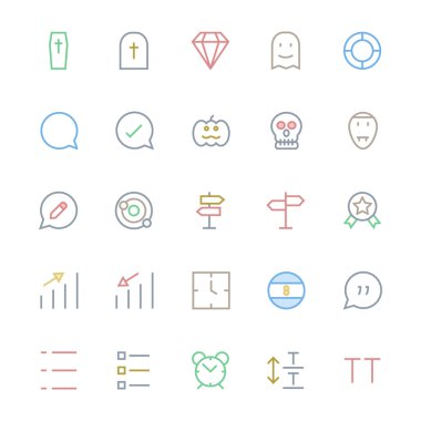 Kullanıcı arabirimi renkli çizgi vektör simgeler 47