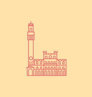 Piazza Del Campo, Siena vektör çizim