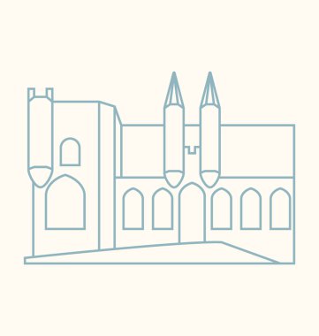 Papalık Sarayı Avignon vektör çizim