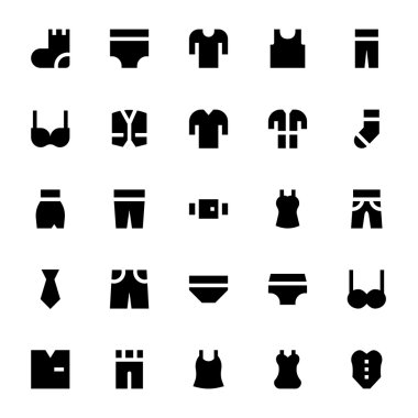 Giysi, Giyim ve Konfeksiyon Vektör İkonları 1