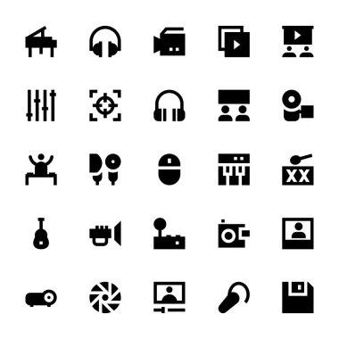 Music, Audio, Video, Cinema and Multimedia Vector Icons 1 clipart