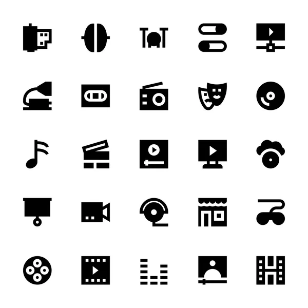 Música, Audio, Video, Cine y Multimedia Vector Iconos 4 — Archivo Imágenes Vectoriales