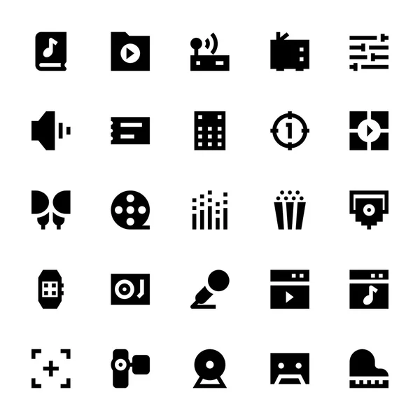 Music, Audio, Video, Cinema and Multimedia Vector Icons 2 — Stock Vector