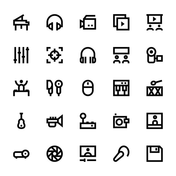 Music, Audio, Video, Cinema and Multimedia Vector Icons 1