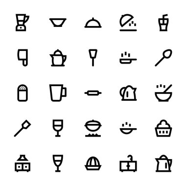 Mutfak mutfak eşyaları vektör simgeler 2