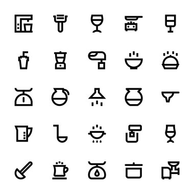Mutfak mutfak eşyaları vektör simgeler 3