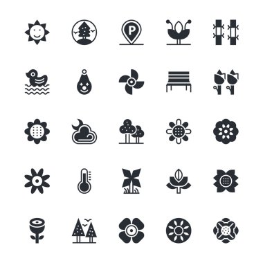 Doğa, Park, bitkiler, ağaçlar vektör simgeler 4