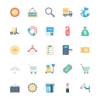 Alışveriş, E-ticaret, Perakende ve Nakliye Vektör Simgeleri 2