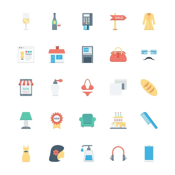 Compras, comercio electrónico, venta al por menor y envío Vector iconos 4 — Vector de stock