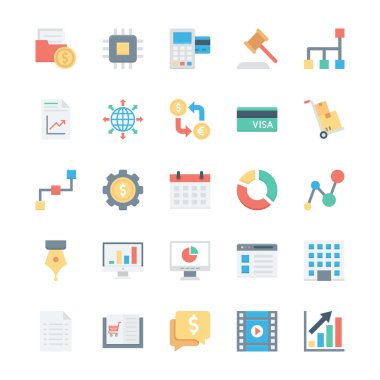 İş ve Office vektör simgeler 5 renkli