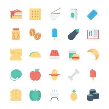 Gıda vektör simgeler 3 renkte