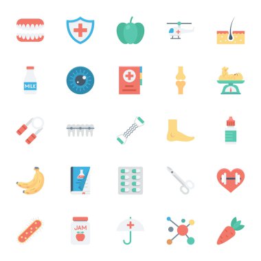 Tıbbi ve sağlık renkli vektör simgeler 