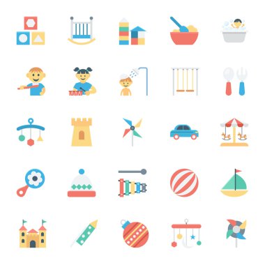 Bebek ve çocukların renkli vektör simgeler 3