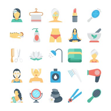 Güzellik ve Spa vektör simgeler 1 renkli