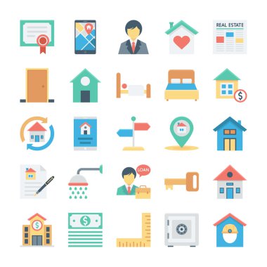 Emlak vektör simgeler 5 renkli