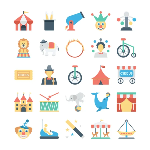 Iconos vectoriales de color circo 1 — Vector de stock