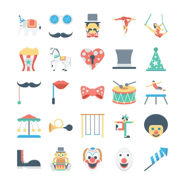 Circus Colored Vector Icons 3 — Stock Vector