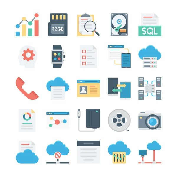 Cloud Data Technology Colored Vector Icons 4 — Stock Vector