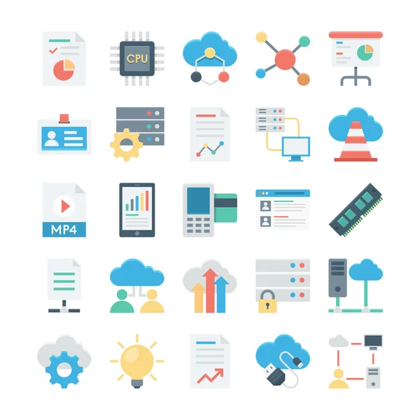 Cloud Data technologie gekleurde Vector Icons 3 — Stockvector