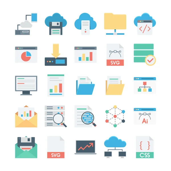 Cloud Data technologie gekleurde Vector Icons 2 — Stockvector