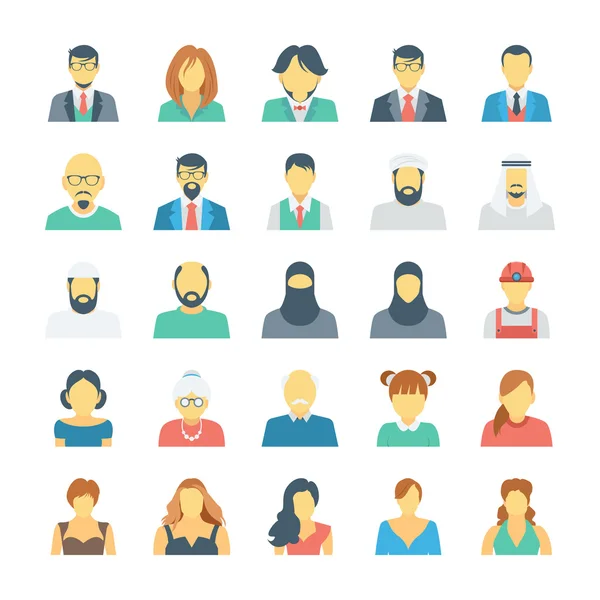 Ludzie avatary wektor kolorowe ikony 2 — Wektor stockowy