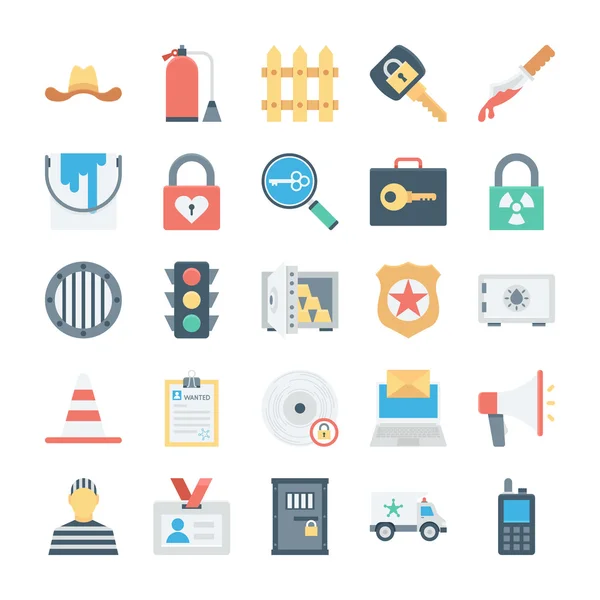 Iconos vectoriales del crimen y la seguridad 7 — Vector de stock