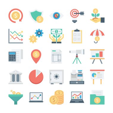 Piyasa ve ekonomi vektör simgeler 2 renkli