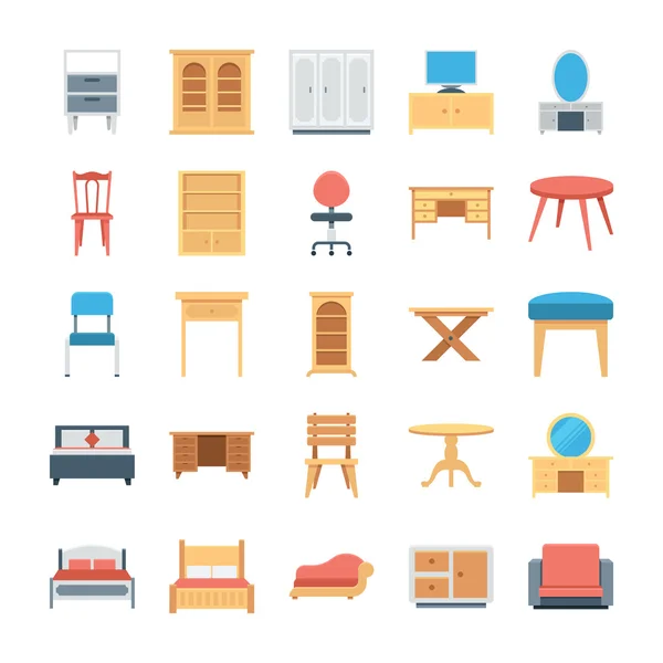 Furniture Colored Vector Icons 2 — Stock Vector