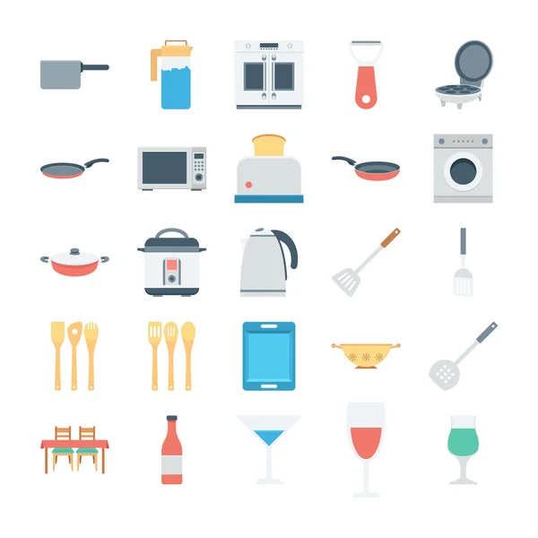 Iconos de vectores de color de cocina 3 — Vector de stock