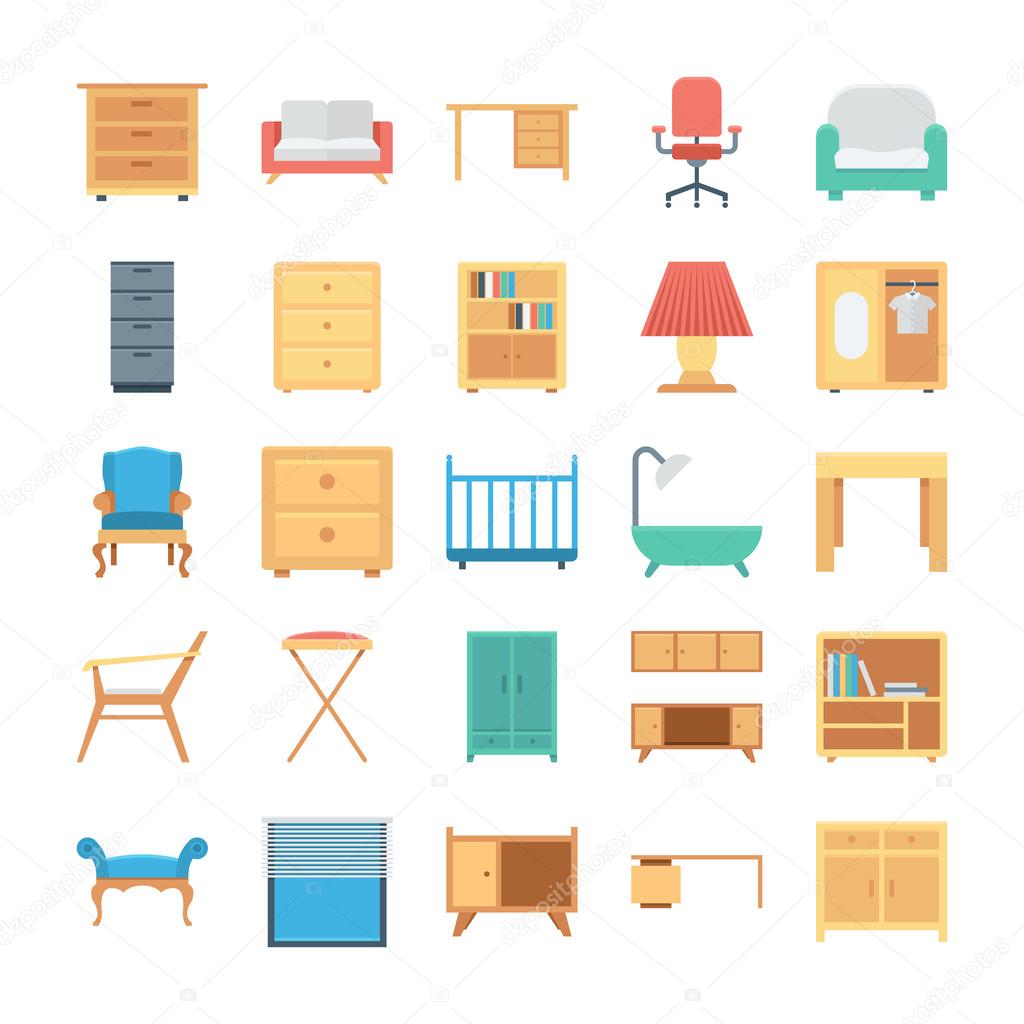 Furniture Colored Vector Icons 1