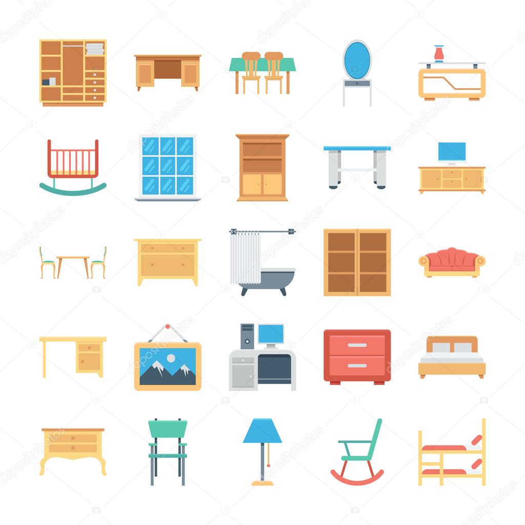 Furniture Colored Vector Icons 3