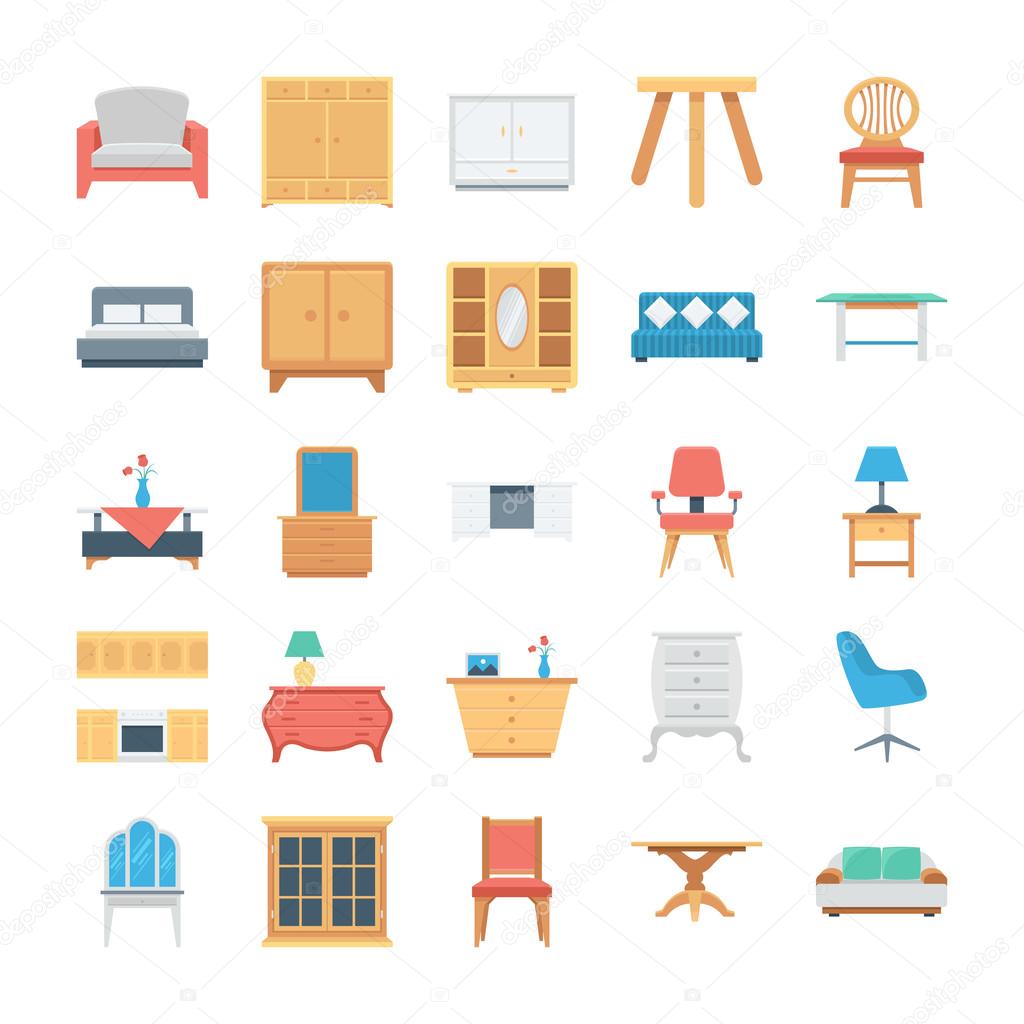 Furniture Colored Vector Icons 5