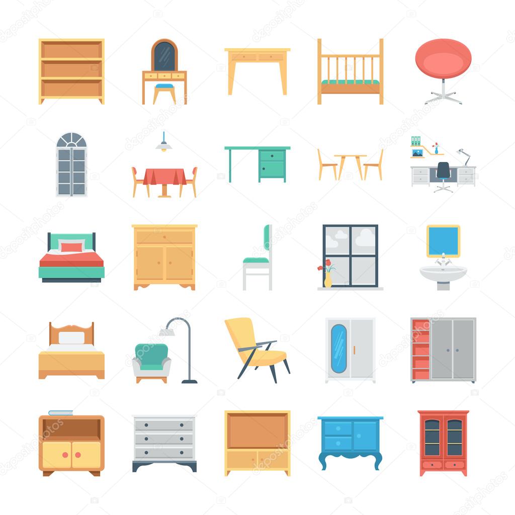 Furniture Colored Vector Icons 6