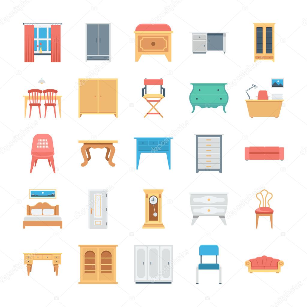 Furniture Colored Vector Icons 8