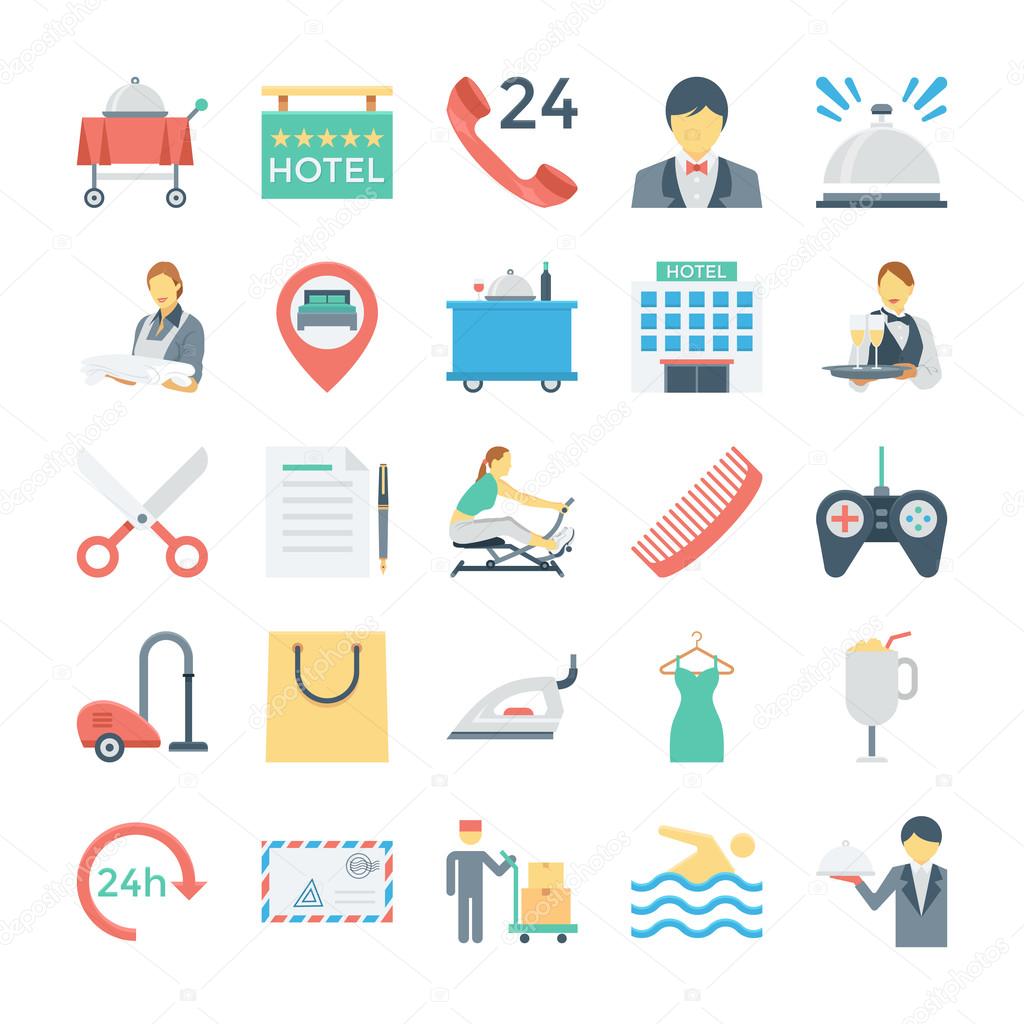 Hotel and Services Colored Vector Icons 3