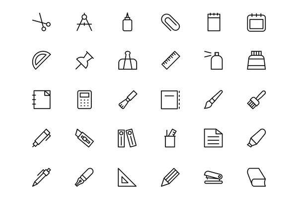 Stationery Line Icons 1 — Stock Vector