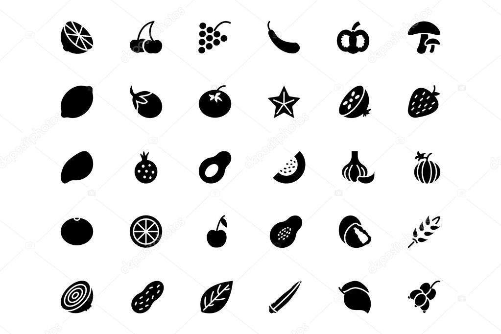 Fruit and Vegetable Line Icons 2