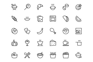Food and drinks Line Icons 13 clipart