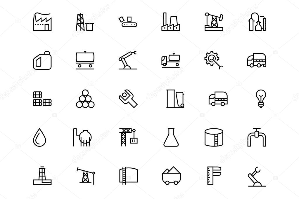 Industrial Processes Line Vector Icons 1