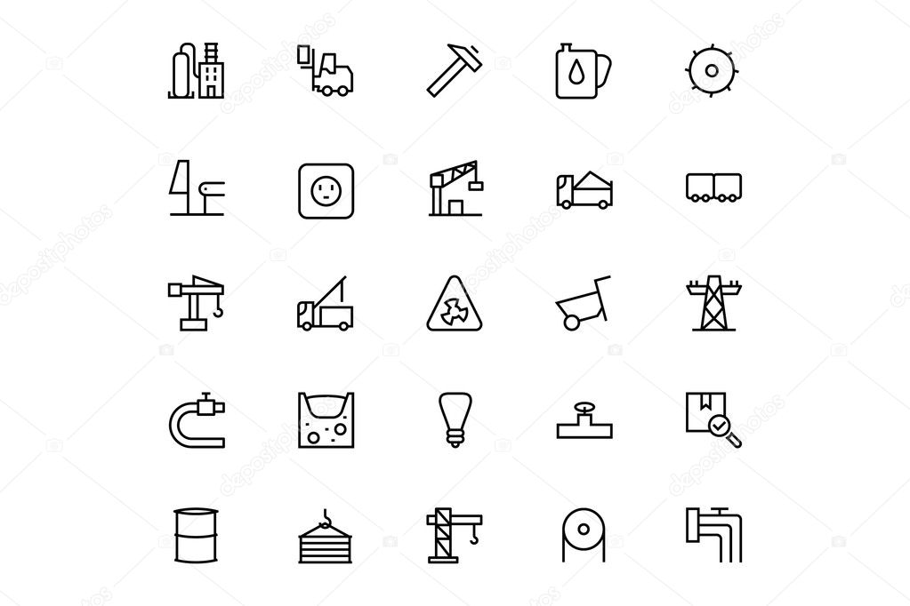 Industrial Processes Line Vector Icons 3