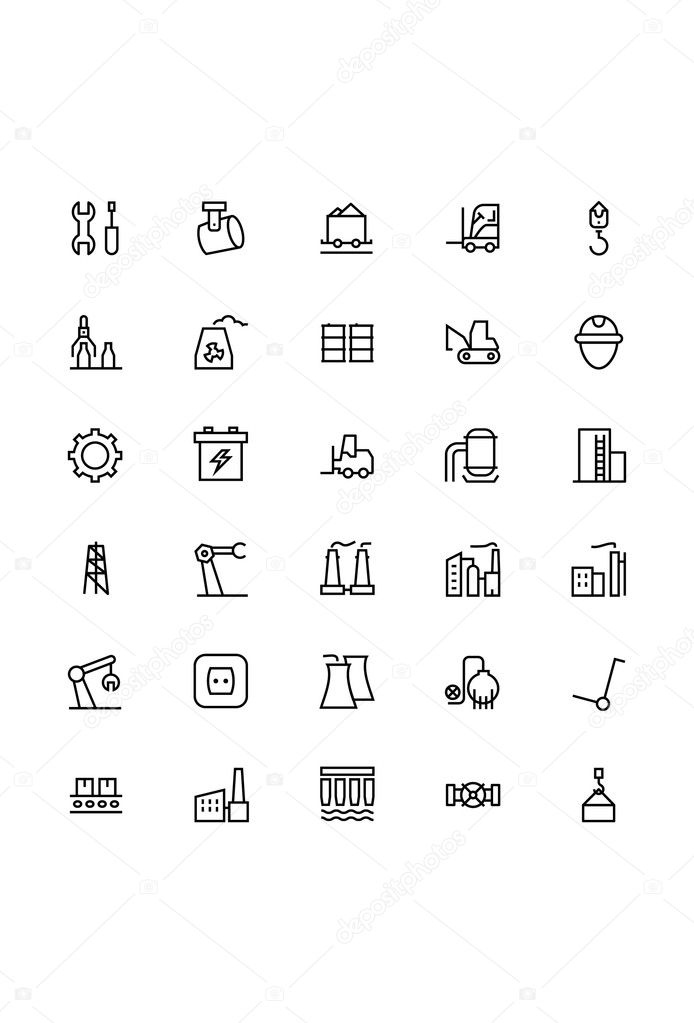 Industrial Processes Line Vector Icons 2