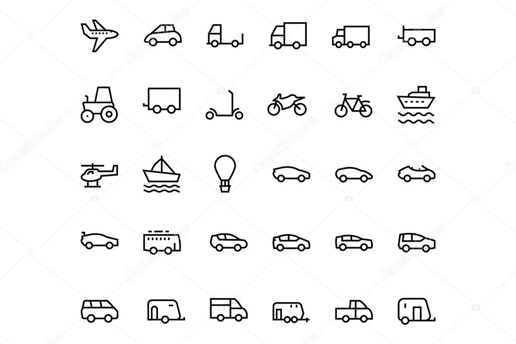 Vehicles Line Vector Icons 1