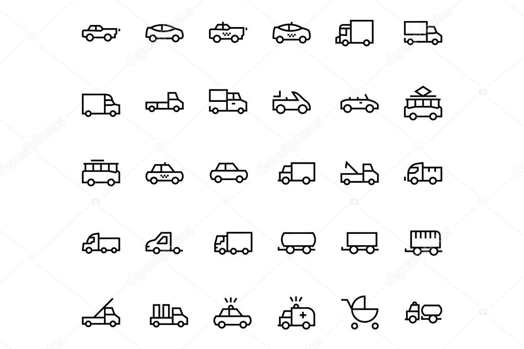 Vehicles Line Vector Icons 3