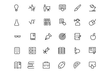 Okul ve eğitim çizgi vektör simgeler 3