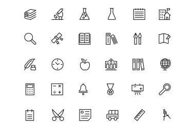 Okul ve eğitim çizgi vektör simgeler 4