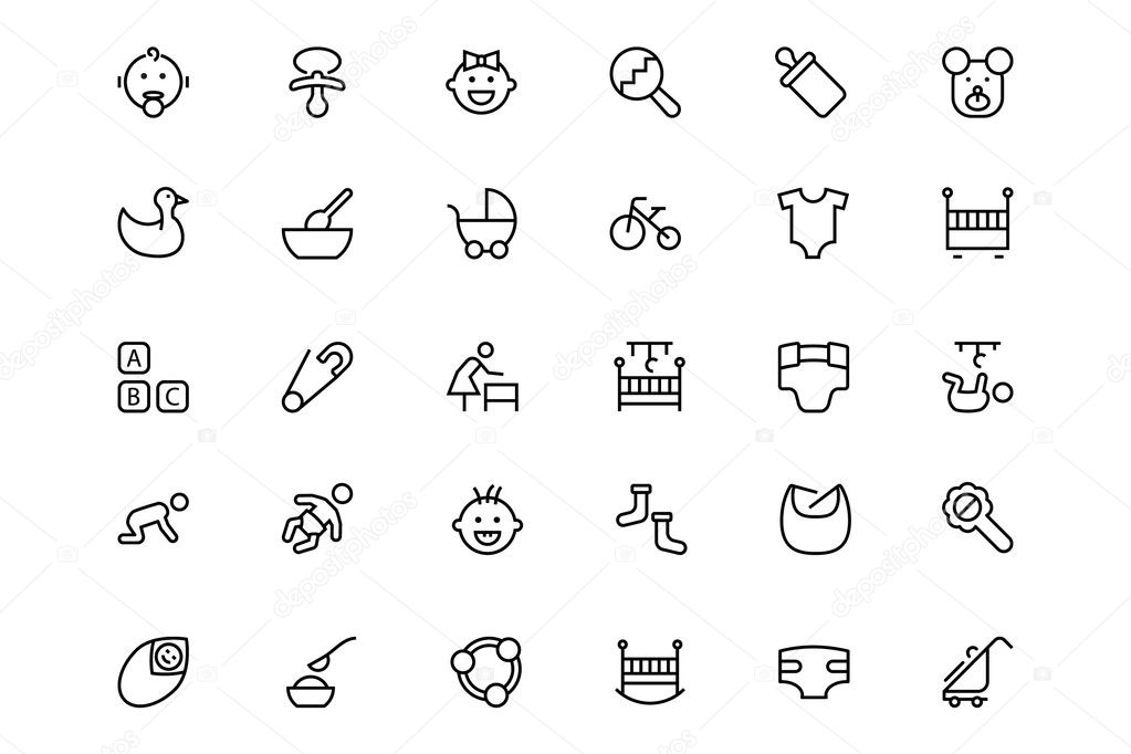 Baby Line Vector Icons 1